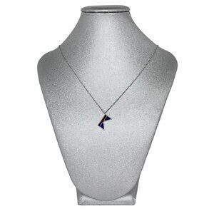 KATE SPADE NEW YORK Necklace Initial pendant "K" Silver-tone Enamel Blue NEW